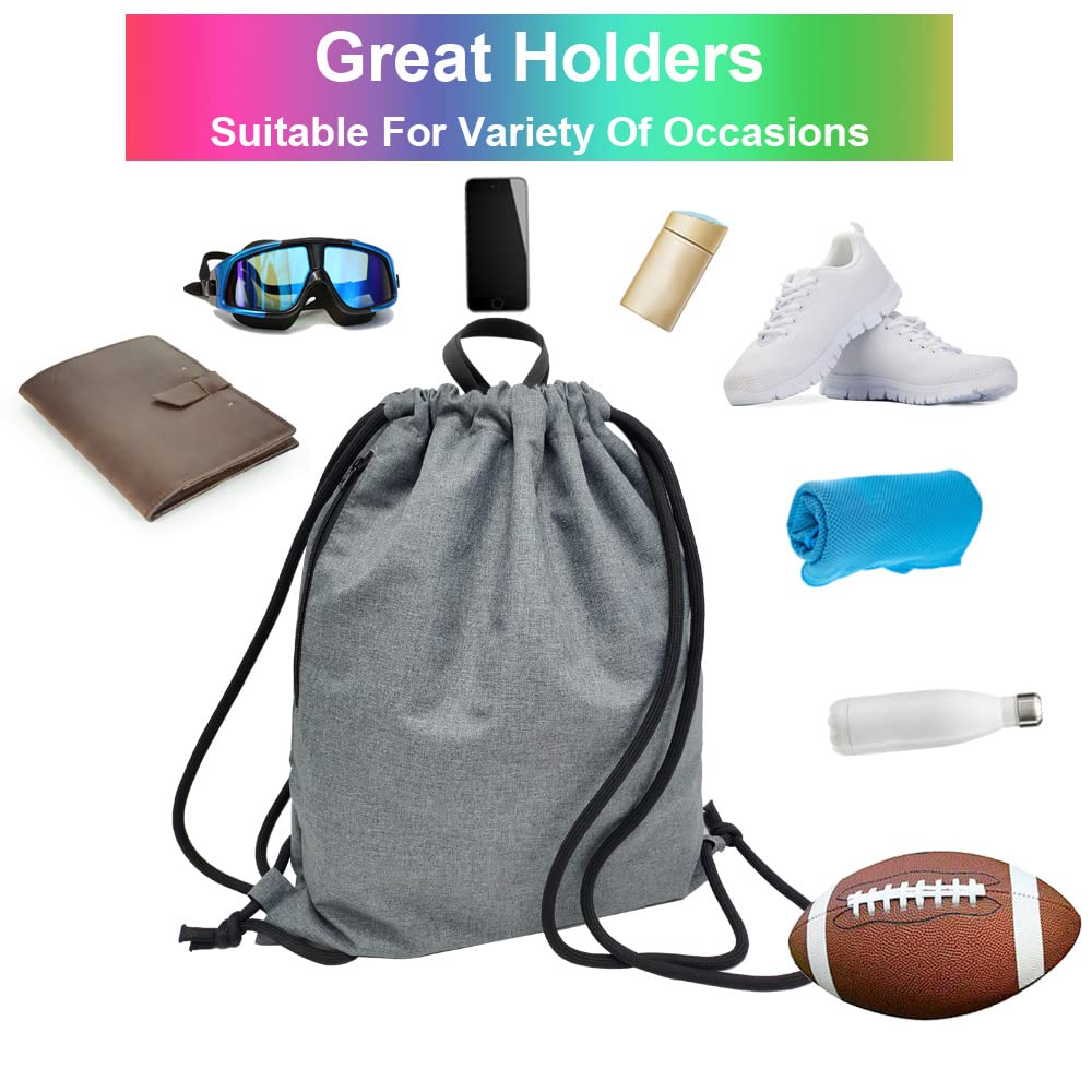 Drawstring Backpack Sports Gym Bag Side Zipper Pocket
