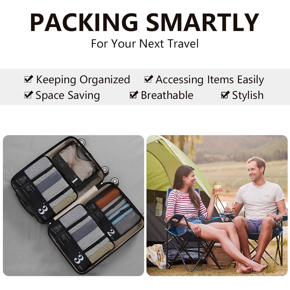 3 Set Packing Waterproof cubes for Travel luggage Organizer Luggage Cubes Black HLC085