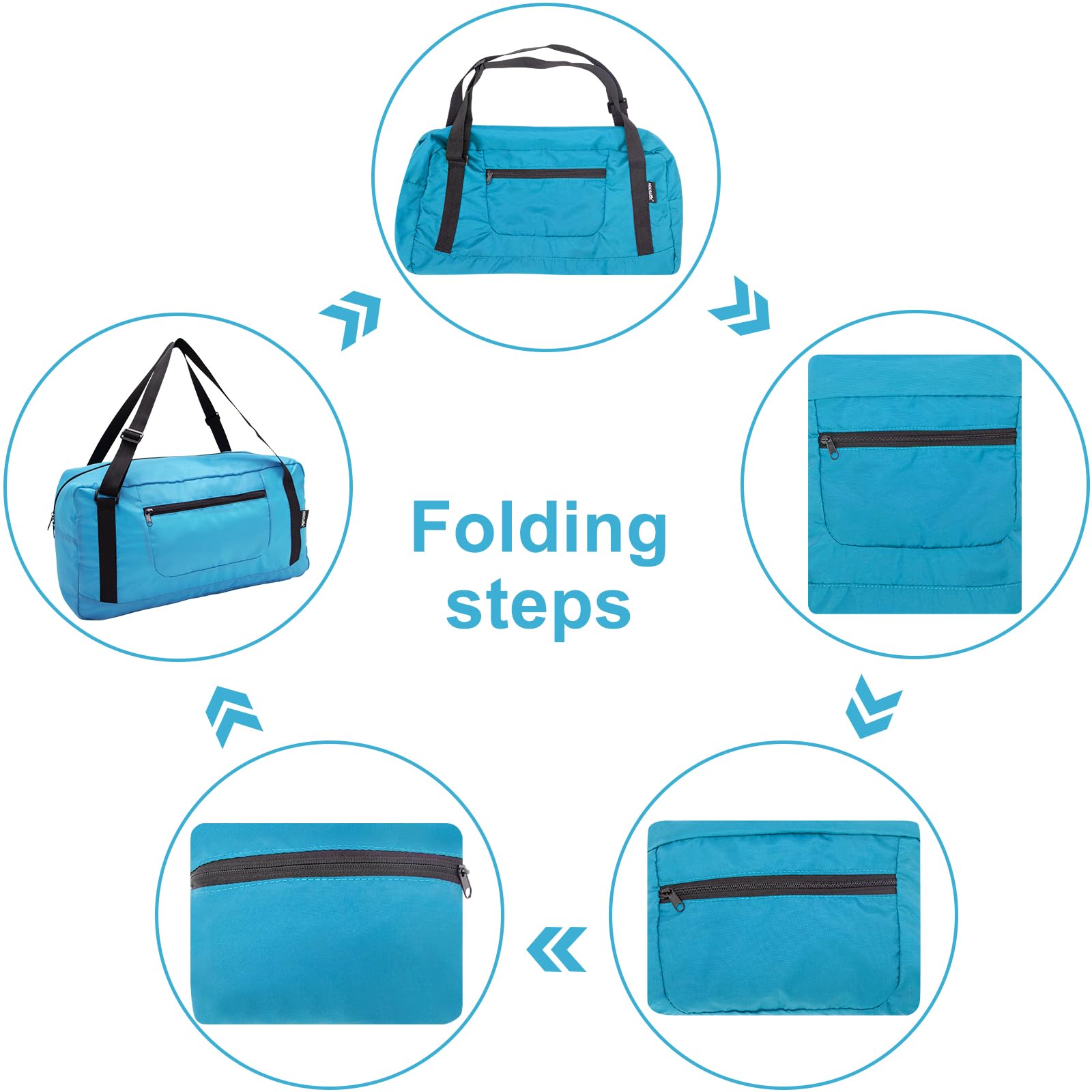 Foldable Travel Duffel Bag For Women & Men Luggage Great for Gym - sky blue HLC008