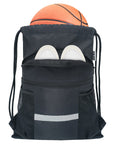 Drawstring Backpack Sports Gym Bag with Shoe Compartment HLC048