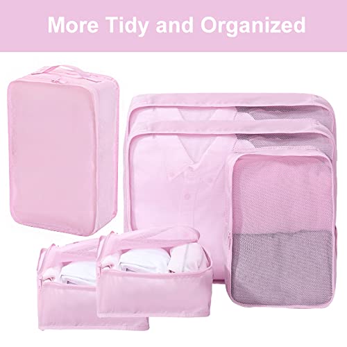 6 Set Travel Packing cubes luggage Organizer Waterproof Shoe Bag Pink  HLC019