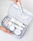 Travel Double Layer Waterproof Organizer Cosmetic Toiletry Bag Grey HLC063