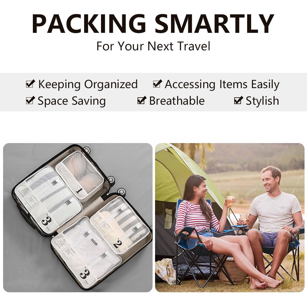 3 Set Packing Waterproof cubes for Travel luggage Organizer Luggage Cubes White HLC085