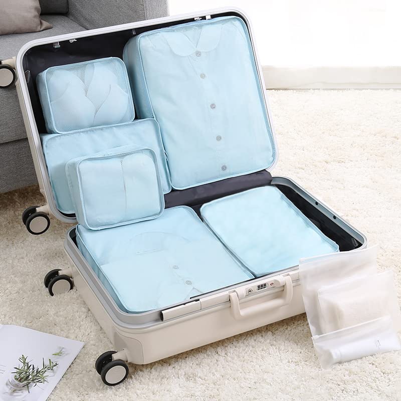6 Set Travel Packing cubes luggage Organizer Waterproof Shoe Bag Blue  HLC019
