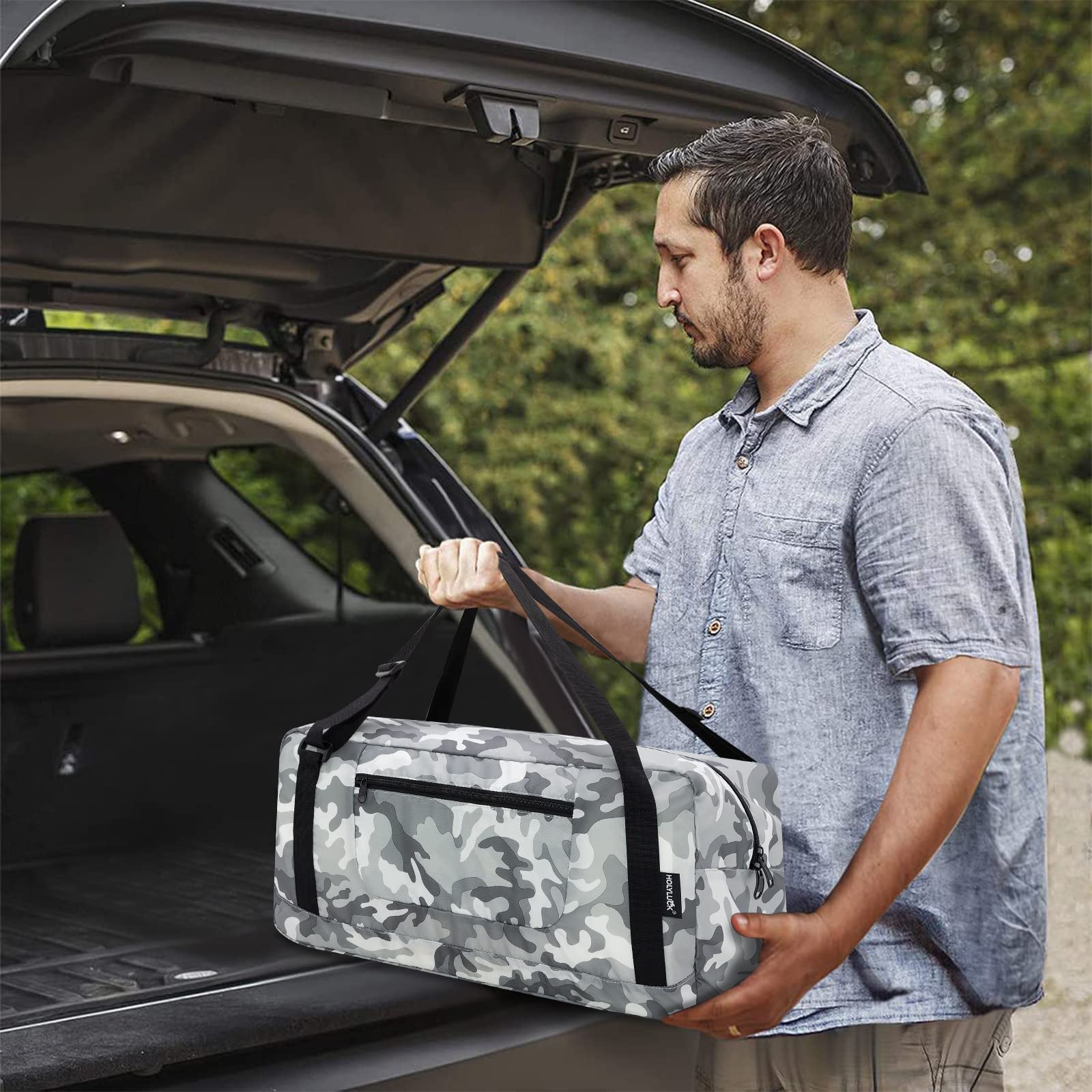 Foldable Travel Duffel Bag For Women & Men Luggage Great for Gym (arctic camo) HLC008