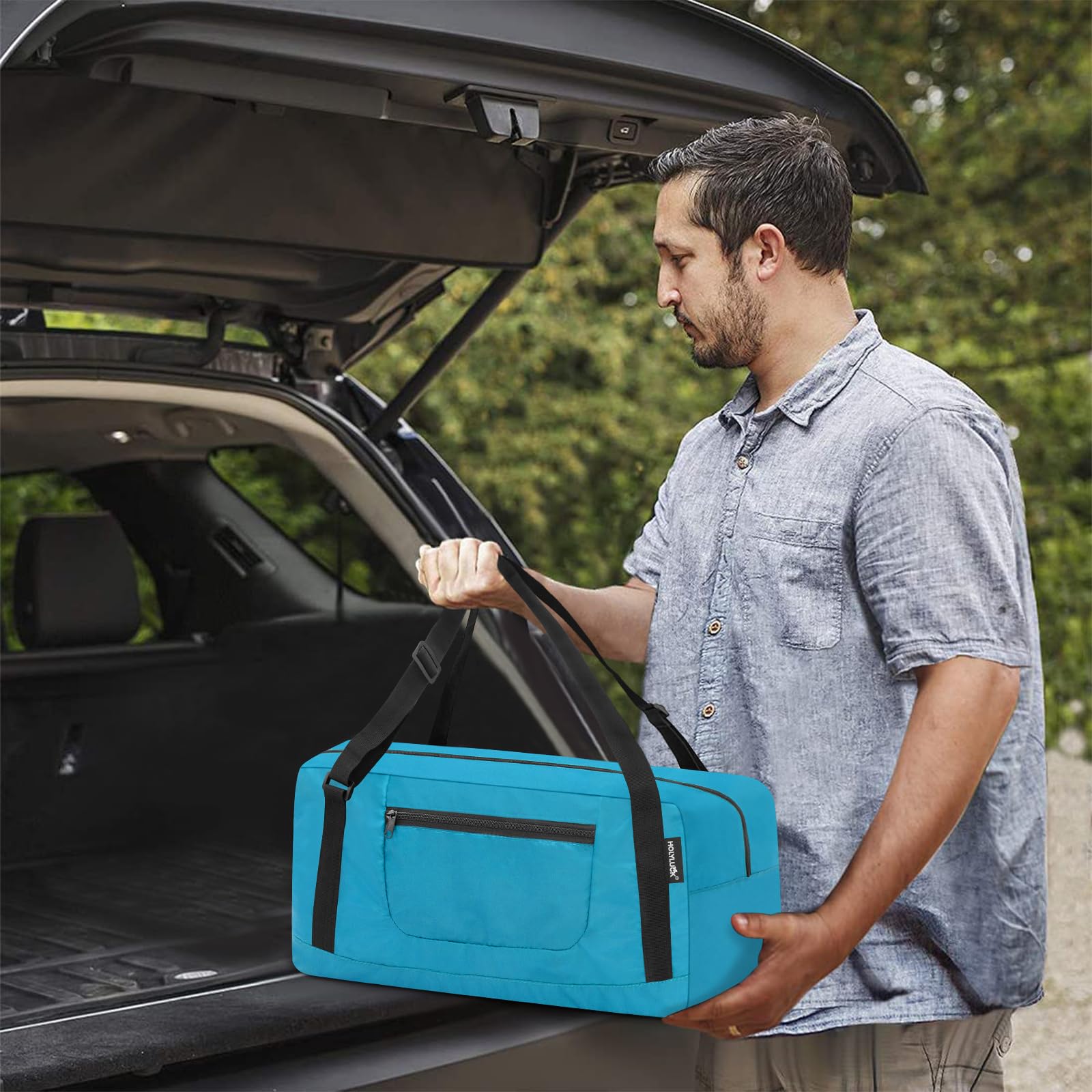 Foldable Travel Duffel Bag For Women & Men Luggage Great for Gym - sky blue HLC008