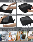 Compression Packing Cubes for Travel 6 Pack BLACK HLC090