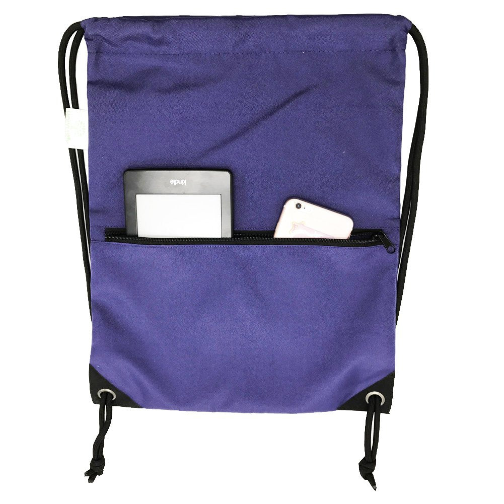 Outdoor Sport Gym Sack Waterproof Drawstring Backpack Bag Purple HLC001