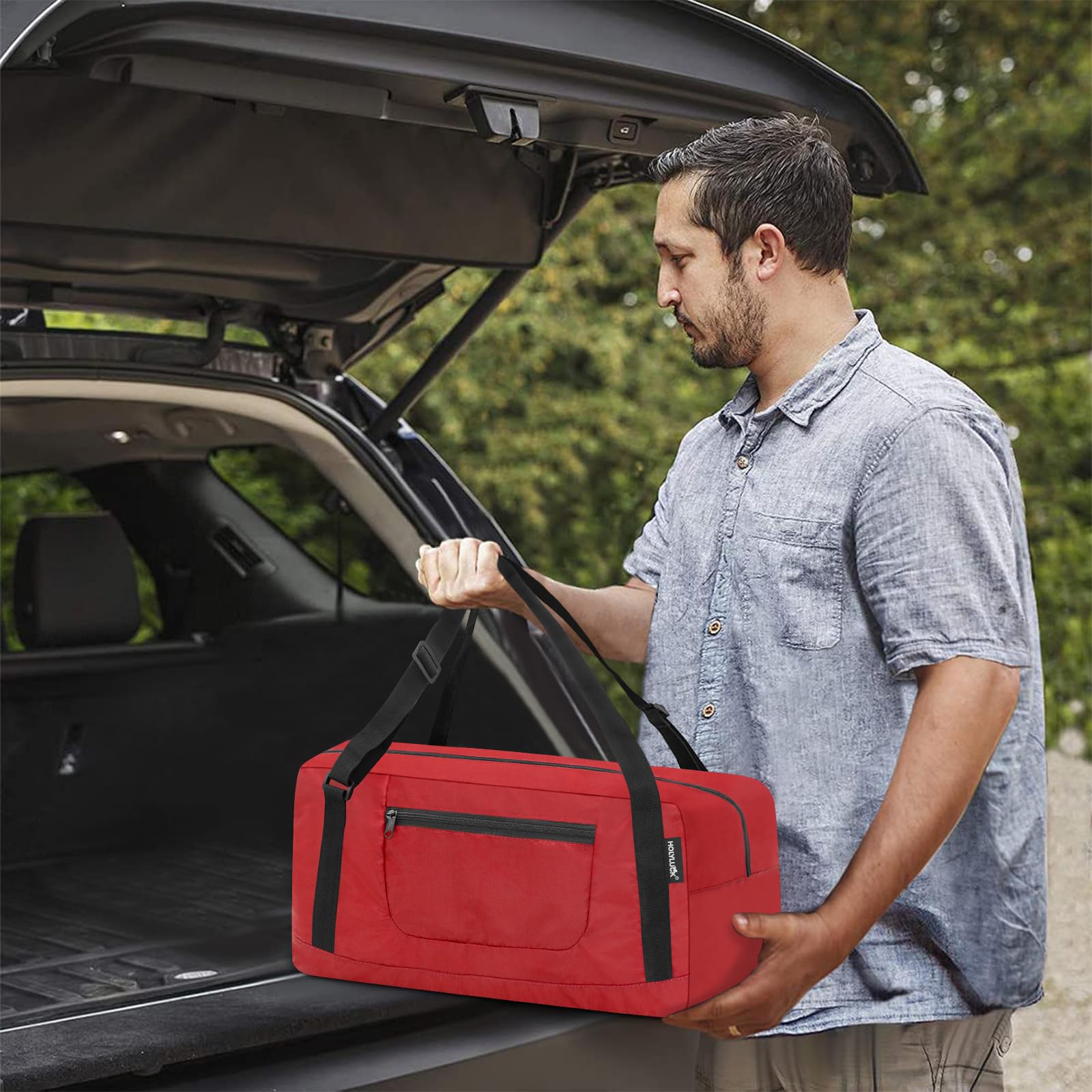 Foldable Travel Duffel Bag For Women & Men Luggage Great for Gym (Red) HLC008