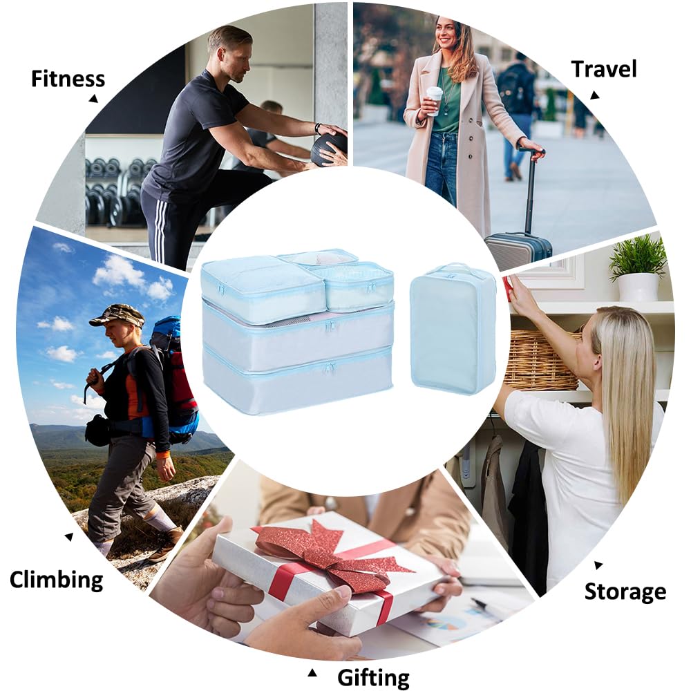 6 Set Travel Packing cubes luggage Organizer Waterproof Shoe Bag Blue  HLC019