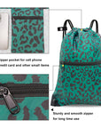 Drawstring Backpack Sports Gym Bag With Multi Pockets Leopard print