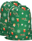 CALACH Laundry Bag with Handles and Holiday Santa Sack Present Bag Holiday Green HLC071