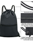 Outdoor Sport Gym Sack Waterproof Drawstring Backpack Bag black HLC001