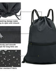 Outdoor Sport Gym Sack Waterproof Drawstring Backpack Bag black HLC001