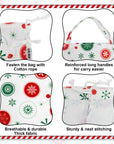 CALACH Laundry Bag with Handles and Holiday Santa Sack Present Bag Snowflakes White HLC071