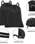 2PCS Drawstring Bags Bulk, String Backpack Black HRS10