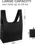 5 Pack Foldable Shoping Bags Tote Bulk Nylon Bags with Handles Black