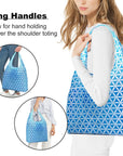 5 Pack Foldable Shoping Bags Tote Bulk Nylon Bags with Handles A Blue