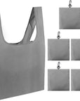 5 Pack Foldable Shoping Bags Tote Bulk Nylon Bags with Handles Grey