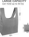 5 Pack Foldable Shoping Bags Tote Bulk Nylon Bags with Handles Grey