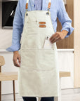 Kitchen Chef Apron 6 Pockets Beige HLC062