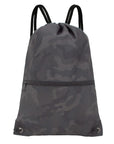 Drawstring Backpack Sports Gym Bag With Multi Pockets Black Camo HLC001