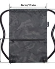 Drawstring Backpack Sports Gym Bag With Multi Pockets Black Camo HLC001