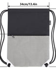 HOLYLUCK Drawstring Backpack Gym Sports Bag with Front mesh zipper Pocket (black and grey) HLC402