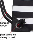 Drawstring Backpack Bag Sport Gym Sackpack Black and White Stripe HLC001