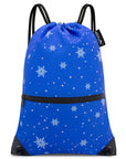 Holyluck Drawstring Backpack Bag Sport Gym Sackpack Blue Snow HLC001