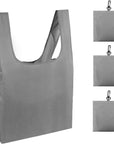 3 Pack Foldable Shoping Bags Tote Bulk Nylon Bags with Handles Grey