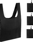 3 Pack Foldable Shoping Bags Tote Bulk Nylon Bags with Handles Black