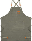 Kitchen Chef Apron 6 Pockets Gray green HLC062