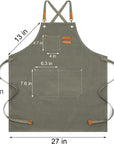 Kitchen Chef Apron 6 Pockets Gray green HLC062