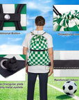 CALACH Drawstring Backpack Bag Sport Gym Sackpack White and Green Grid HLC001