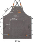 Kitchen Chef Apron 6 Pockets Grey HLC062