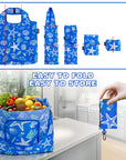 HOLYLUCK Reusable Grocery Bags,Heavy Duty Foldable Shopping Tote Bag (Standard, 3 Starfish) HLC503
