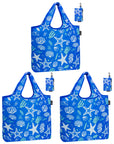 HOLYLUCK Reusable Grocery Bags,Heavy Duty Foldable Shopping Tote Bag (Standard, 3 Starfish) HLC503