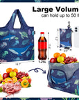 HOLYLUCK Reusable Grocery Bags,Heavy Duty Foldable Shopping Tote Bag (Standard, 3 Whales) HLC503
