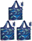HOLYLUCK Reusable Grocery Bags,Heavy Duty Foldable Shopping Tote Bag (Standard, 3 Whales) HLC503