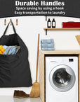 Canvas Laundry Bag 40"W x 35"H, Thick Canvas Laundry Bag with Handles & Drawstring, Extra Large Heavy Duty Washable Storage Sack (Black HRS11)