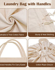 Cotton Canvas Laundry Bag 33"Wx 35"H, Thick Cotton Laundry Bag with Handles & Drawstring, Extra Large Heavy Duty Washable Basket Liner Hamper Liner Storage Sack (Natural HRS11)