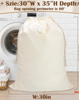 Canvas Laundry Bag with Handles & Drawstring Closure 30”Wx35"H, Thick Canvas Laundry Bag Large Heavy Duty Washable Dirty Clothes Travel Sack for Camp, College Dorm, Laundromat (Beige HRS11)