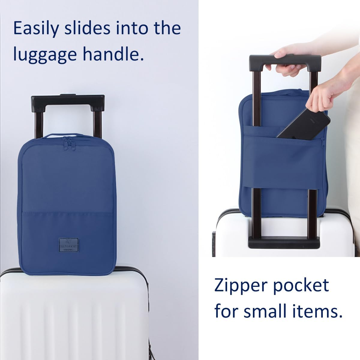 Shoe Bag for Travel Holds 3 Pair of Shoes with Zipper French Navy HLC064
