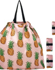 5 Pack Drawstring Foldable Shopping Nylon Bags Pineapple HRS03