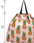 5 Pack Drawstring Foldable Shopping Nylon Bags Pineapple HRS03