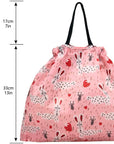 5 Pack Drawstring Foldable Shopping Nylon Bags Pink Rabbit HRS03