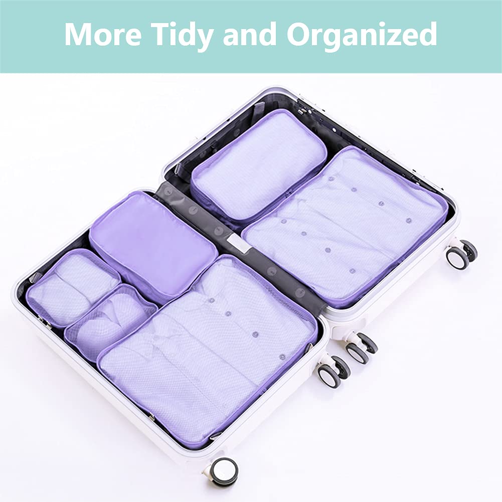 6 Set Travel Packing cubes luggage Organizer Waterproof Shoe Bag Purple HLC019