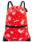 Holyluck Drawstring Backpack Bag Sport Gym Sackpack Red Christmas Bell Skating HLC001