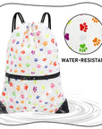 Drawstring Backpack Bag Sport Gym Sackpack White Dog Paw Prin HLC001